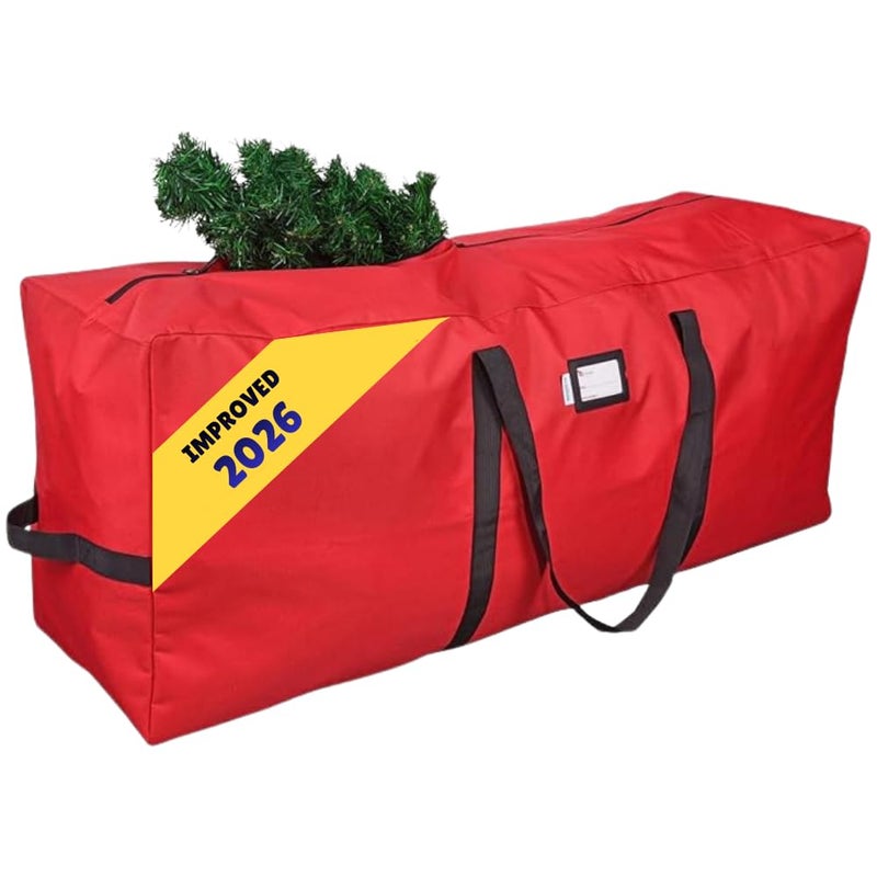 Primode Heavy Duty Christmas Tree Storage Bag | Fits Up to 9 Ft. Tall Disassembled Tree | 25" Height X 20" Wide X 65" Long | Durable 600D Oxford Material | Heavy Duty Xmas Storage Container (Red) - Image 1